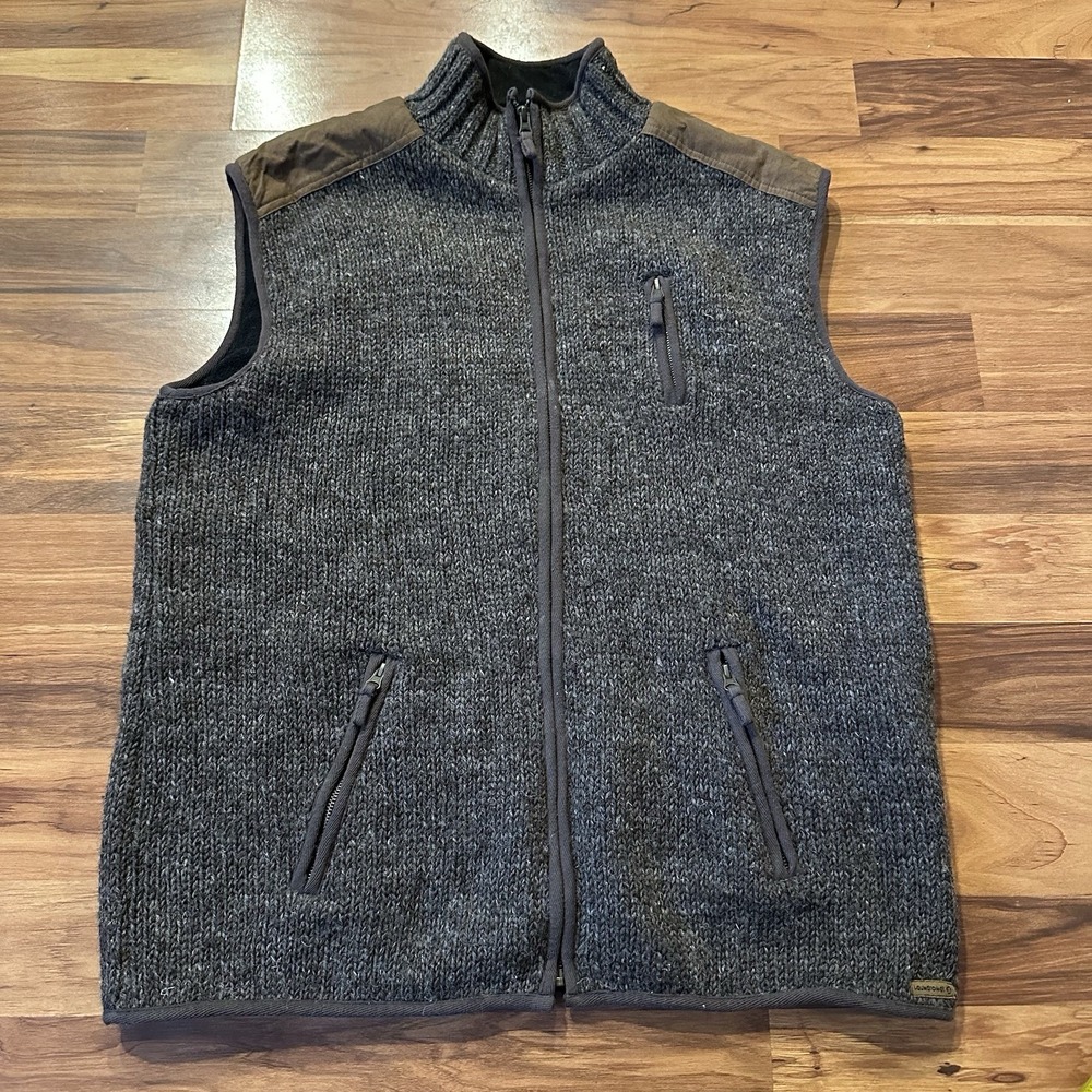 Laundromat Wool Vest Mens XXL Brown Gray Made In Canada Zip Pockets